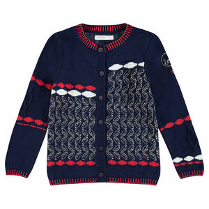 Gilet en tricot avec motifs jacquard et touches de doré 