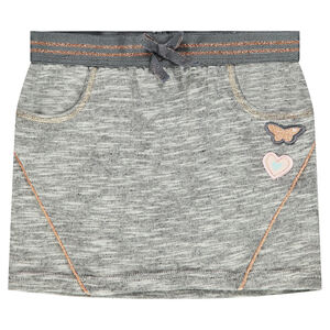 Jupe en molleton avec taille élastiquée et patch papillon 