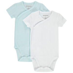 Lot de 2 bodies manches courtes côtelés en coton bio 
