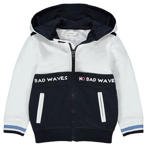 Gilet à capuche en molleton avec inscriptions printées 