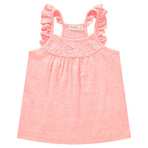 Débardeur en coton chiné avec bretelles volantées 