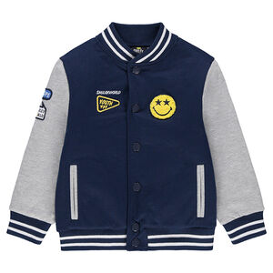 Teddy en molleton bicolore avec badges patchés Smiley 