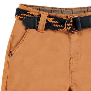 Pantalon en coton surteint avec ceinture tressée amovible 