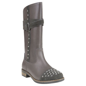 Bottes grises en cuir avec rivets fantaisie  