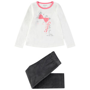 Pyjama en velours bicolore avec princesse printée 