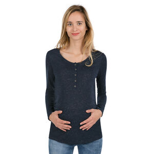 Tee-shirt de grossesse manches longues en jersey et fil argenté 