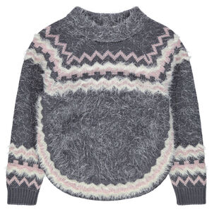 Pull en jacquard en tricot poil esprit poncho 