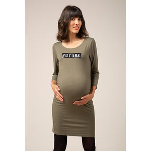 Robe de grossesse manches longues à motif fantaisie 