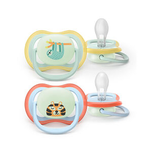 Lot de 2 sucettes silicone 0-6M Ultra Air nuit décorées 