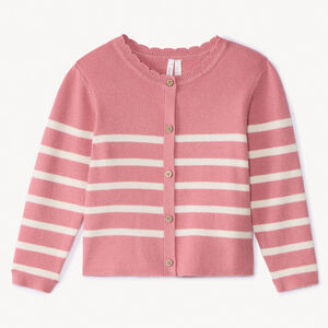 Gilet en tricot côtelé rayé pour bébé fille 