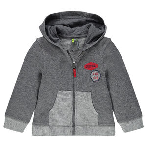 Gilet à capuche en molleton fantaisie avec badges patchés 