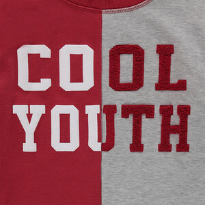 Junior - Sweat en molleton bicolore avec inscription fantaisie 