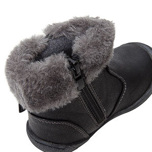 Bottines argentées en coeurs et col en fausse fourrure 