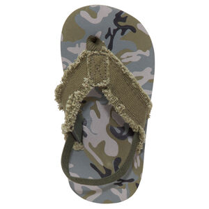 Tongs avec bride en toile kaki et semelle motif army 