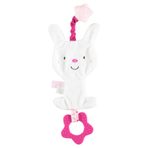 Doudou lapin en velours avec anneau de dentition 