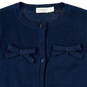 Gilet en tricot bleu marine avec noeuds plats ton sur ton 