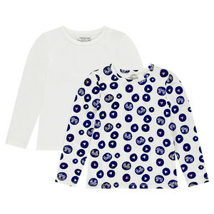 Junior - Lot de 2 tee-shirts manches longues en jersey imprimé all-over / uni 