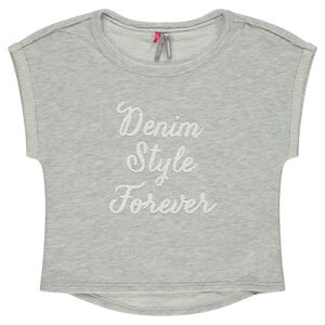 Junior - Sweat large avec inscription pailletée 