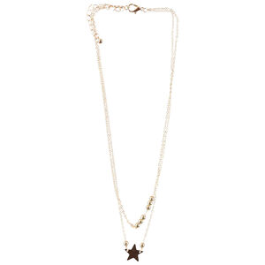 Collier double rang doré pendentif étoile fille 