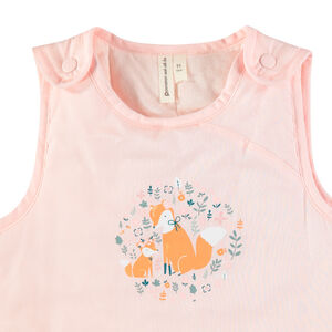 Turbulette sans manches rose pâle à renards printés 