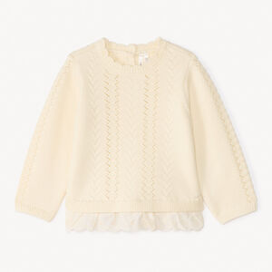 Pull en tricot fantaisie ajouré effet 2-en-1 pour bébé fille 