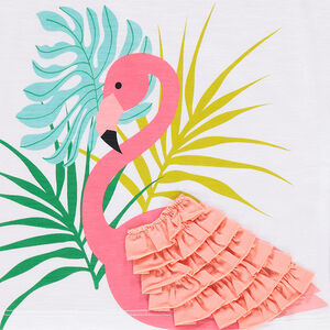 Ensemble avec tee-shirt print flamant rose et jupe effet shibori 