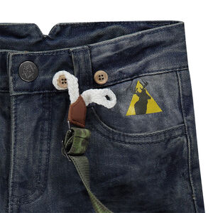 Jeans effet used et crinkle avec bretelles amovibles army 