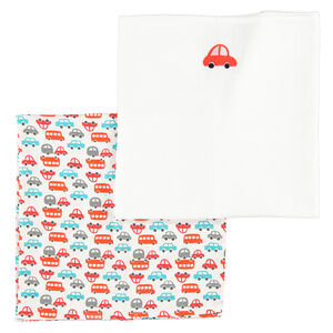 Set de 2 langes en coton imprimé et brodé 