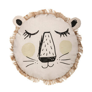 Coussin lion avec franges 