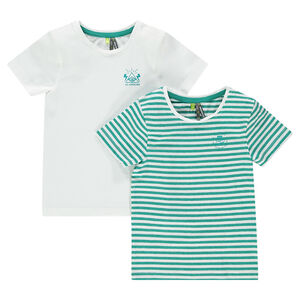 Junior - Lot de 2 tee-shirts manches courtes uni/rayé 
