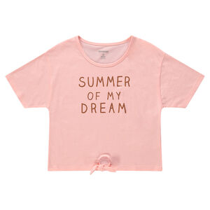 Junior - Tee-shirt manches courtes avec message printé et liens à nouer 