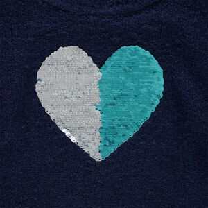 Pull en tricot contrasté à coeur en sequins magiques 