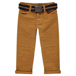Pantalon en coton surteint effet crinkle avec ceinture amovible 