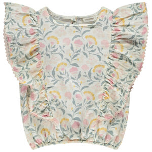 Top volanté en double gaze imprimé fleurs fille 