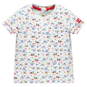 Tee-shirt manches courtes imprimé fantaisie avec dos pressionné 