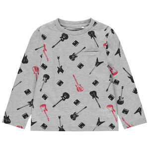 T-shirt manches longues en coton bio imprimé all-over 