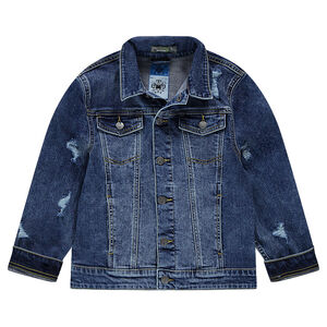 Junior - Veste en jeans effet used avec poches 