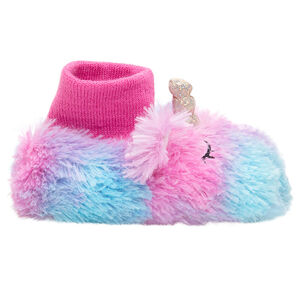 Chaussons peluche licorne en sherpa bicolore du 28 au 35 