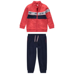 Jogging bicolore avec gilet zippé pantalon en molleton uni 