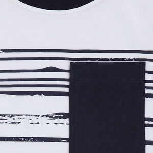 Tee-shirt manches courtes en jersey avec rayures effet vague et poche 