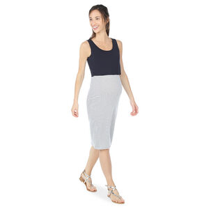 Robe de grossesse et d'allaitement effet 2 en 1 unie/rayée 