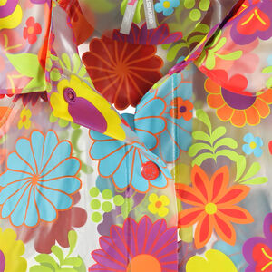 Imperméable transparent imprimé fleuri multicolore 
