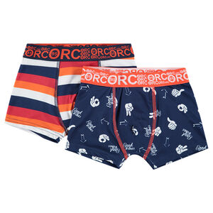 Lot de 2 boxers en coton rayé / symboles fantaisie  