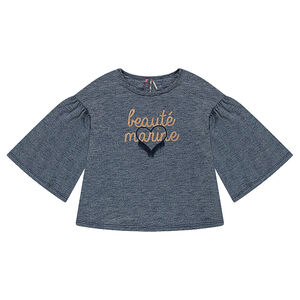 Tunique à manches 3/4 évasées et message en foil doré printé 