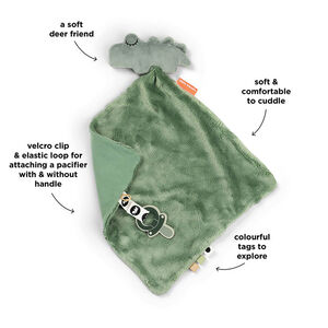 Couverture Doudou plat & attache sucette Croco Vert 28x28cm 