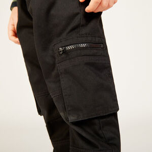 Pantalon en serge style cargo uni doublé garçon 