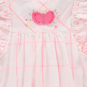 Robe à carreaux avec emmanchures volantées 