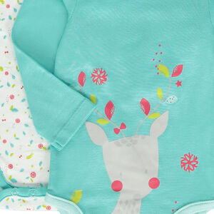Lot de 5 bodies en jersey avec cerf printé et motifs fantaisie 