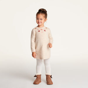 Robe bébé fille en tricot à fleurs brodées et manches longues 