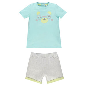 Ensemble en jersey avec tee-shit motif ourson et bermuda 